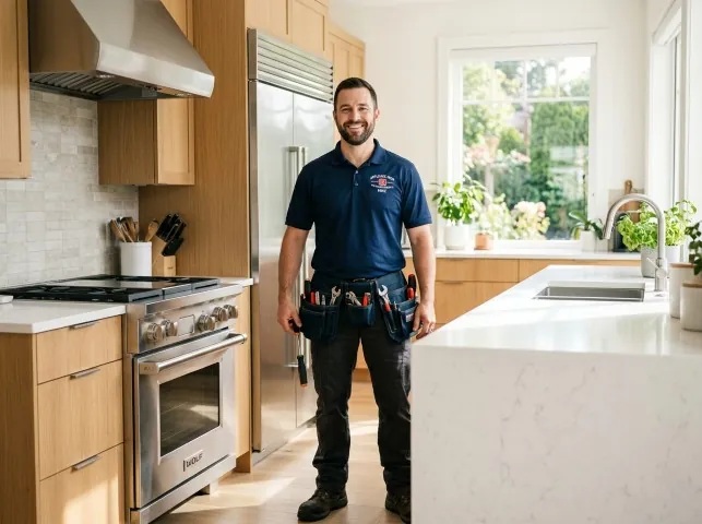 Appliance Repair Hero technician in a Braddock, PA kitchen after an appliance repair